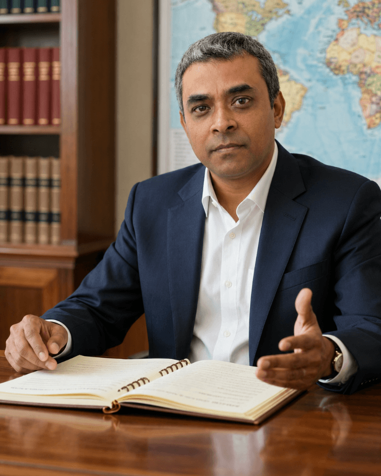 Rajnesh in an academic university admissions consultation setting